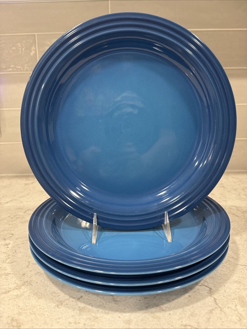 Set 4 MARSEILLE Blue Le Creuset 10.63in Dinner Plate Stoneware New Second Choix